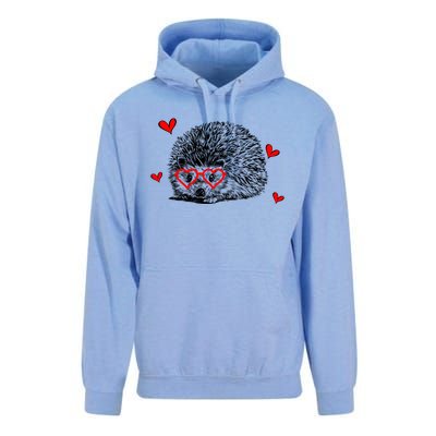 Hedgehog With Heart Glasses Valentines Day Hedgie Mom Cute Gift Unisex Surf Hoodie