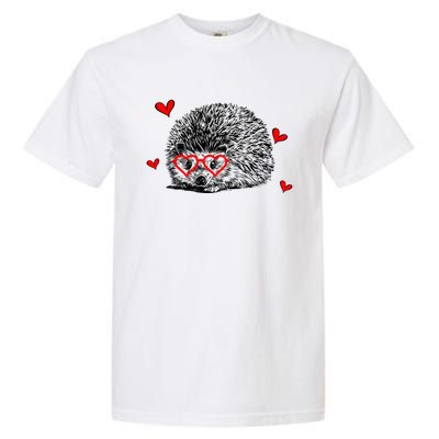 Hedgehog With Heart Glasses Valentines Day Hedgie Mom Cute Gift Garment-Dyed Heavyweight T-Shirt