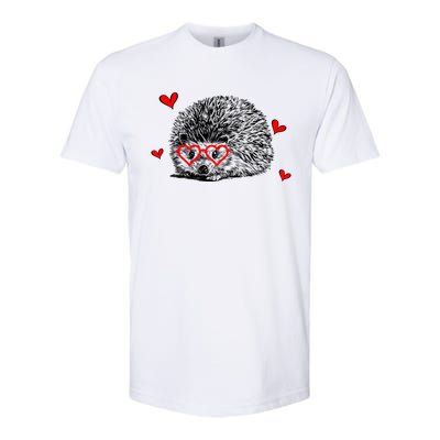 Hedgehog With Heart Glasses Valentines Day Hedgie Mom Cute Gift Softstyle CVC T-Shirt