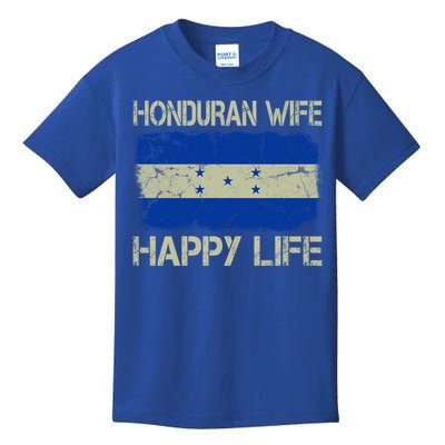 Honduran Wife Happy Life Honduras Flag Funny Husband Great Gift Kids T-Shirt