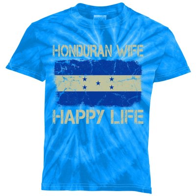 Honduran Wife Happy Life Honduras Flag Funny Husband Great Gift Kids Tie-Dye T-Shirt