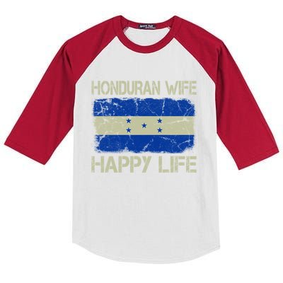 Honduran Wife Happy Life Honduras Flag Funny Husband Great Gift Kids Colorblock Raglan Jersey