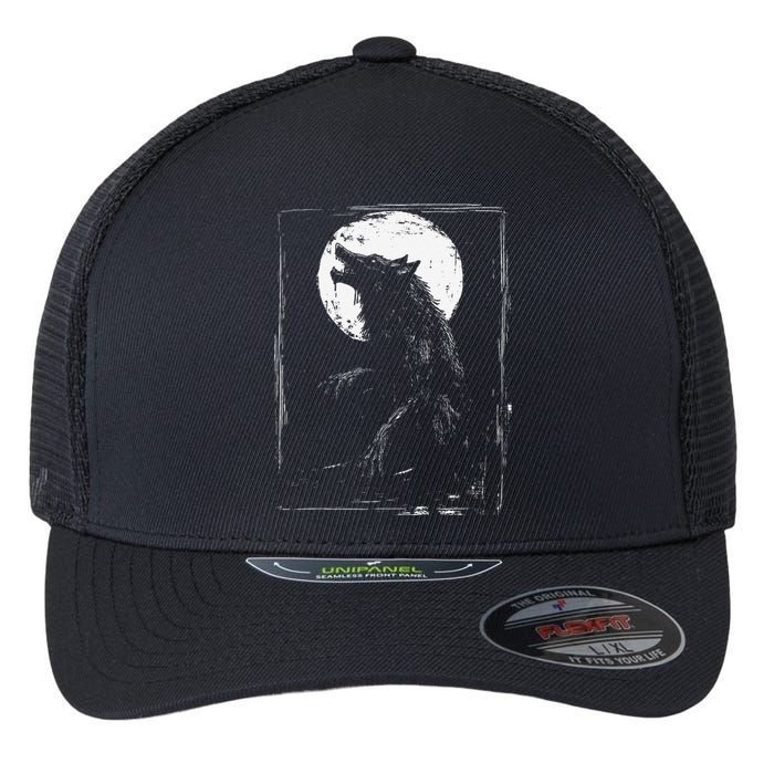 Horror Werewolf Head Halloween Mythology Wolf Shifter Lycan Flexfit Unipanel Trucker Cap