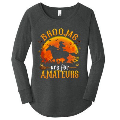 Horses Witch Halloween Funny Brooms Are For Amateurs Women's Perfect Tri Tunic Long Sleeve Shirt