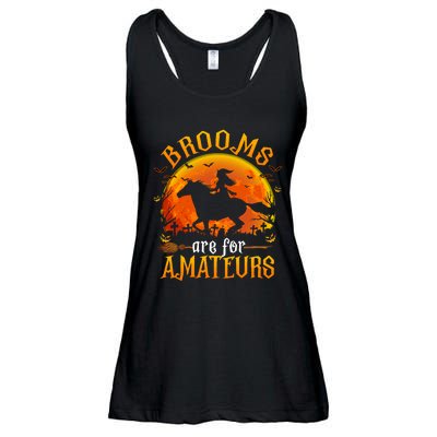 Horses Witch Halloween Funny Brooms Are For Amateurs Ladies Essential Flowy Tank