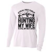 Hunting Wife Humor Design Funny Hunter Cooling Performance Long Sleeve Crew