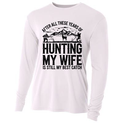 Hunting Wife Humor Design Funny Hunter Cooling Performance Long Sleeve Crew