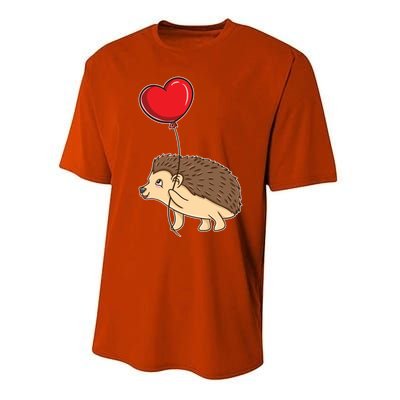 Hedgehog With Heart Balloon Valentines Day Gift Performance Sprint T-Shirt