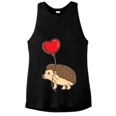 Hedgehog With Heart Balloon Valentines Day Gift Ladies PosiCharge Tri-Blend Wicking Tank