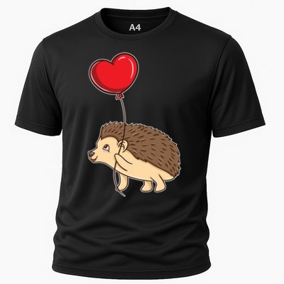 Hedgehog With Heart Balloon Valentines Day Gift Cooling Performance Crew T-Shirt