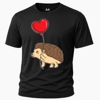 Hedgehog With Heart Balloon Valentines Day Gift Cooling Performance Crew T-Shirt