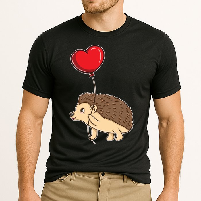 Hedgehog With Heart Balloon Valentines Day Gift Cooling Performance Crew T-Shirt