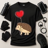 Hedgehog With Heart Balloon Valentines Day Gift Cooling Performance Crew T-Shirt