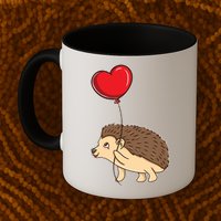 Hedgehog With Heart Balloon Valentines Day Gift Mug
