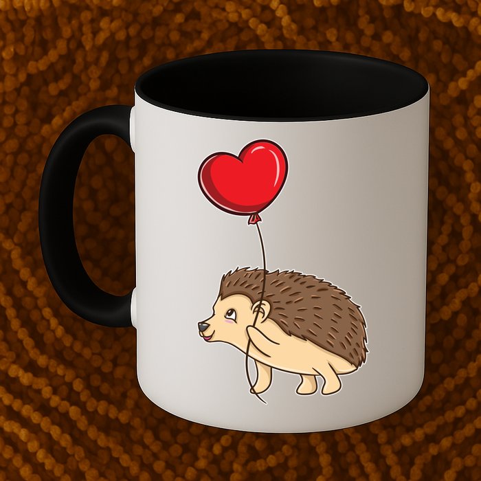 Hedgehog With Heart Balloon Valentines Day Gift Mug