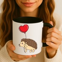 Hedgehog With Heart Balloon Valentines Day Gift Mug