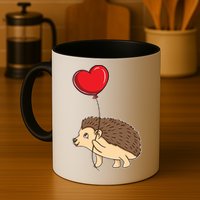Hedgehog With Heart Balloon Valentines Day Gift Mug