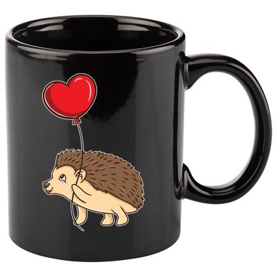 Hedgehog With Heart Balloon Valentines Day Gift 11oz C Handle Ceramic Mug