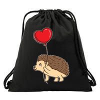 Hedgehog With Heart Balloon Valentines Day Gift Drawstring Bag