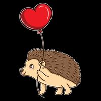 Hedgehog With Heart Balloon Valentines Day Gift Drawstring Bag