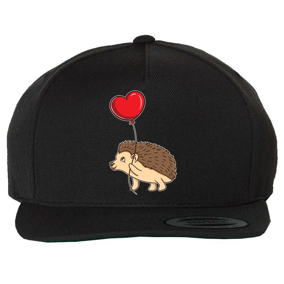 Hedgehog With Heart Balloon Valentines Day Gift Wool Snapback Cap
