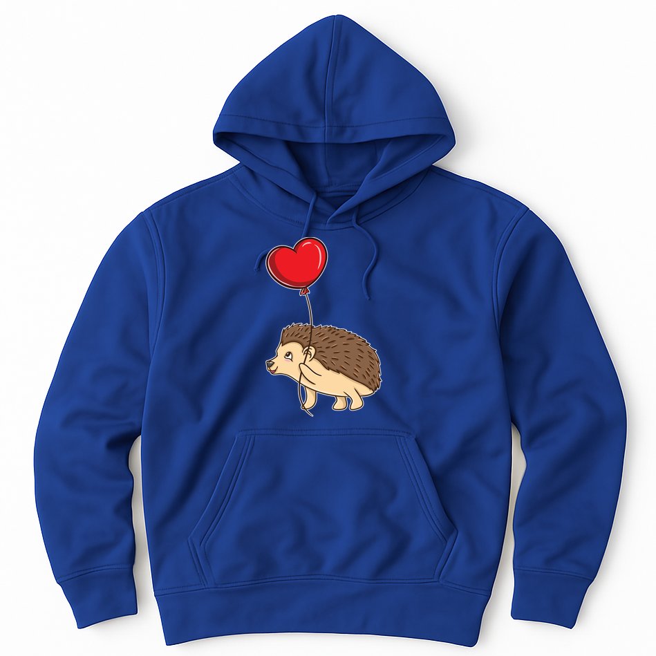 Hedgehog With Heart Balloon Valentines Day Gift Hoodie