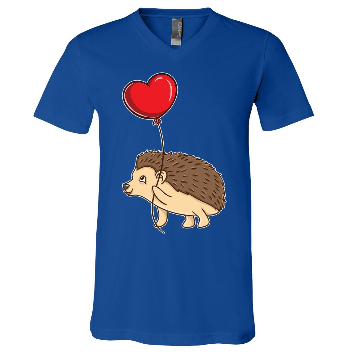 Hedgehog With Heart Balloon Valentines Day Gift V-Neck T-Shirt