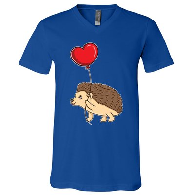 Hedgehog With Heart Balloon Valentines Day Gift V-Neck T-Shirt