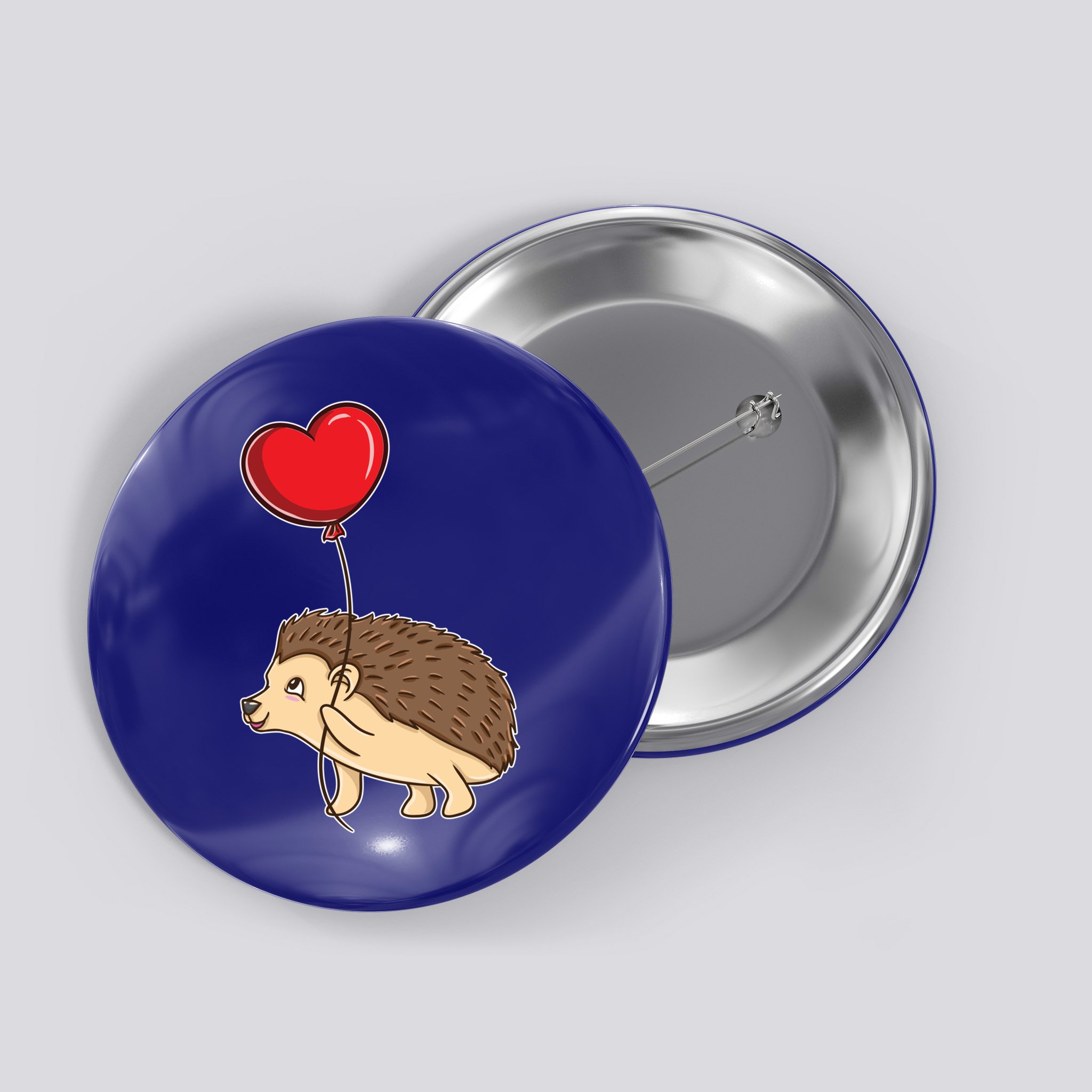 Hedgehog With Heart Balloon Valentines Day Gift Button