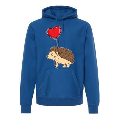 Hedgehog With Heart Balloon Valentines Day Gift Premium Hoodie