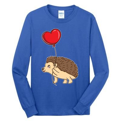 Hedgehog With Heart Balloon Valentines Day Gift Tall Long Sleeve T-Shirt