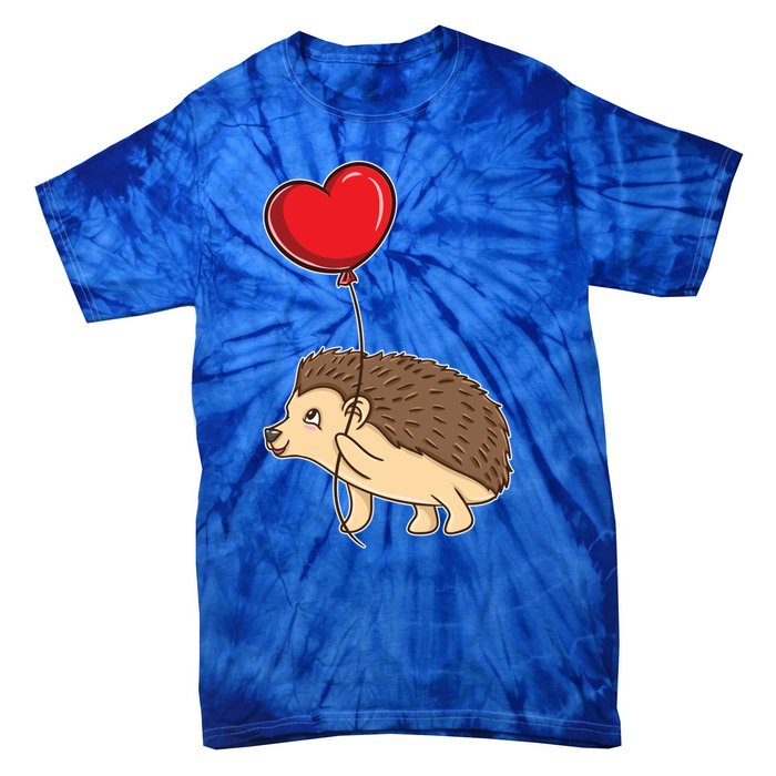 Hedgehog With Heart Balloon Valentines Day Gift Tie-Dye T-Shirt