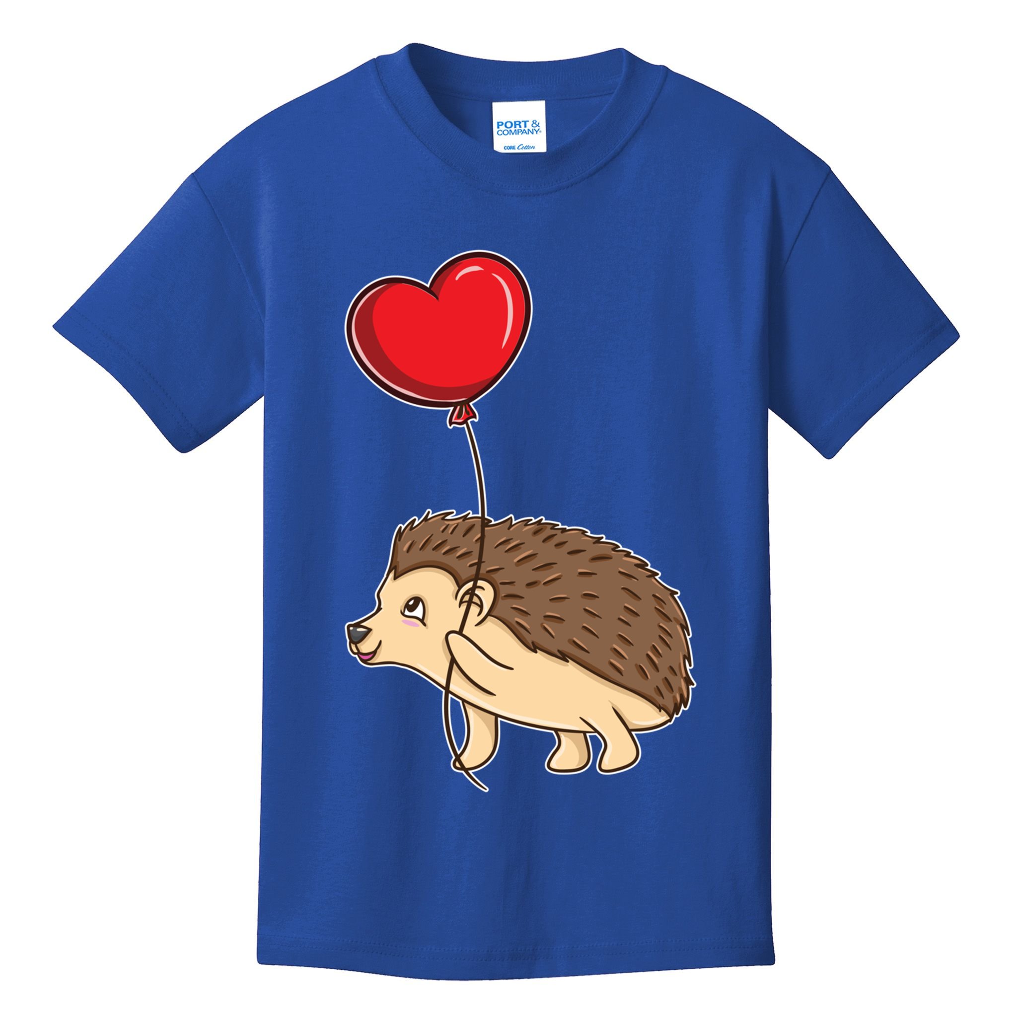 Hedgehog With Heart Balloon Valentines Day Gift Kids T-Shirt