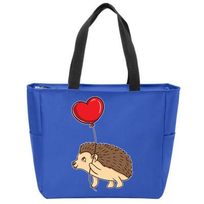 Hedgehog With Heart Balloon Valentines Day Gift Zip Tote Bag