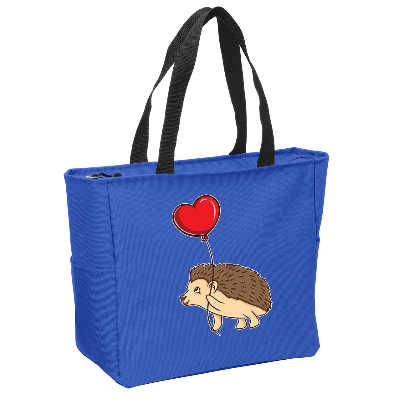 Hedgehog With Heart Balloon Valentines Day Gift Zip Tote Bag