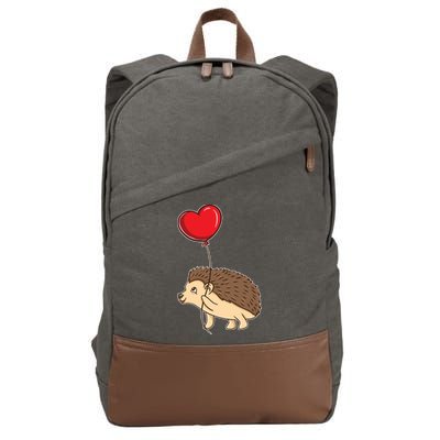 Hedgehog With Heart Balloon Valentines Day Gift Cotton Canvas Backpack