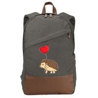 Hedgehog With Heart Balloon Valentines Day Gift Cotton Canvas Backpack
