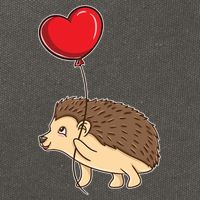 Hedgehog With Heart Balloon Valentines Day Gift Cotton Canvas Backpack