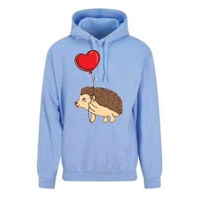 Hedgehog With Heart Balloon Valentines Day Gift Unisex Surf Hoodie