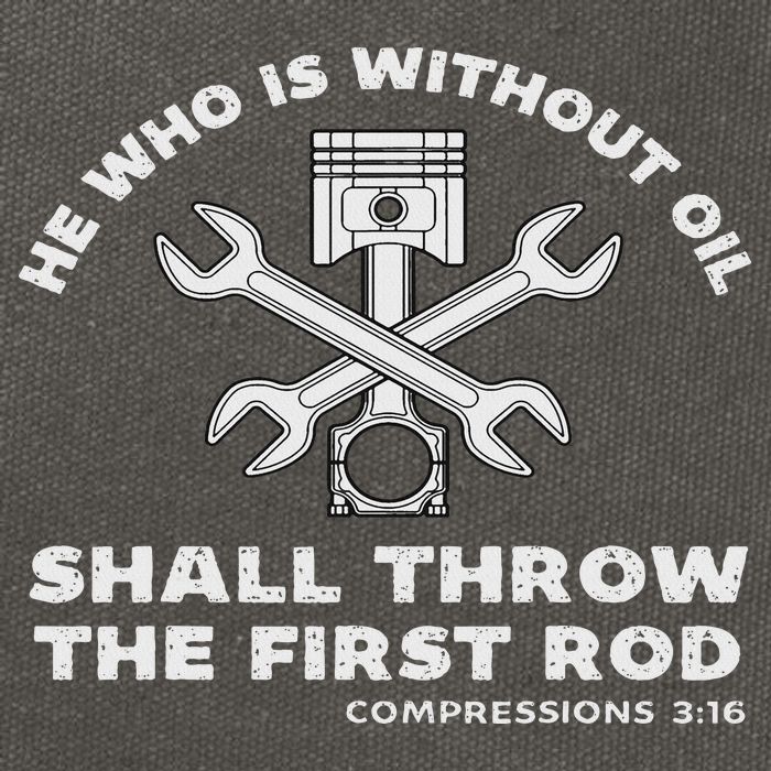 He Who Is Without Oil Shall Throw The First Rod Car Mechanic Cotton Canvas Backpack
