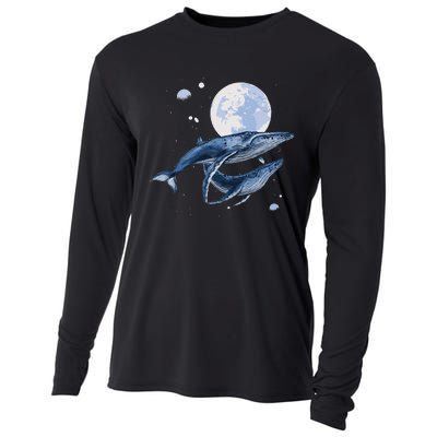 Humpback Whale In Space Funny Beluga Orca Blue Whale Cooling Performance Long Sleeve Crew