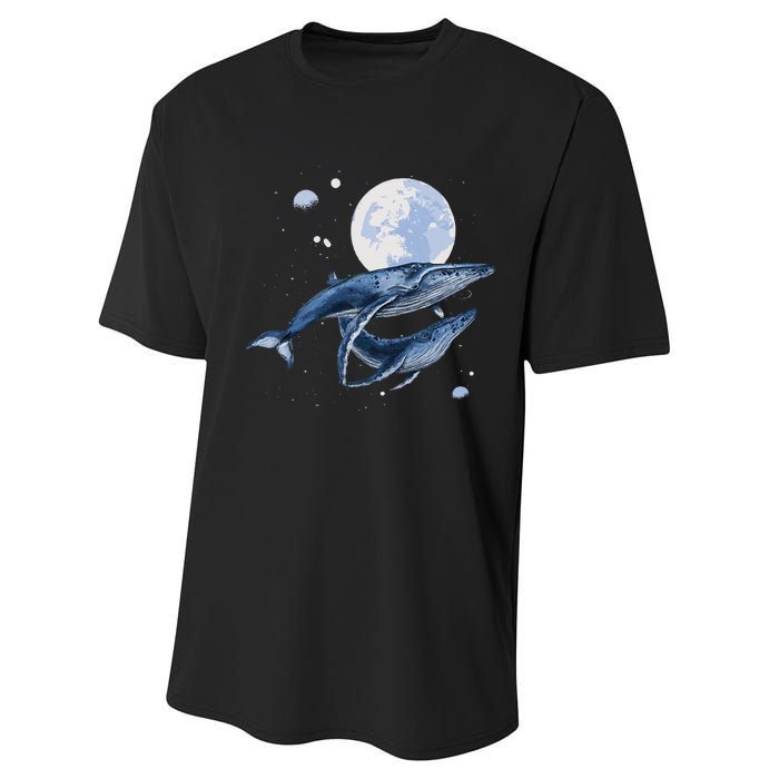 Humpback Whale In Space Funny Beluga Orca Blue Whale Performance Sprint T-Shirt