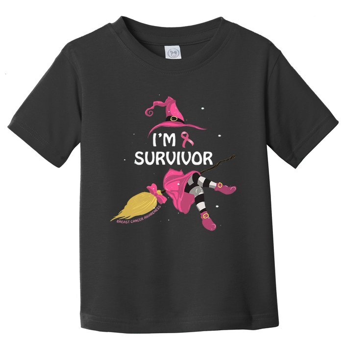 Halloween Witch I’M A Survivor Breast Cancer Ribbon Toddler T-Shirt