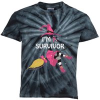 Halloween Witch I’M A Survivor Breast Cancer Ribbon Kids Tie-Dye T-Shirt