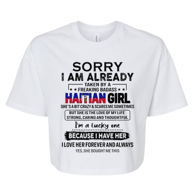 Haitian Wife IM Lucky One To Have A Haitian Bella+Canvas Jersey Crop Tee