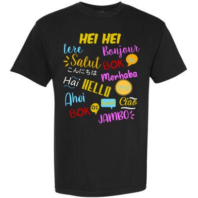 Hello Word In Different Languages Travel And Teacher Garment-Dyed Heavyweight T-Shirt
