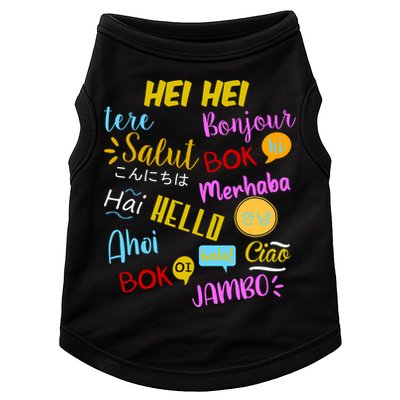 Hello Word In Different Languages Travel And Teacher Doggie Tank