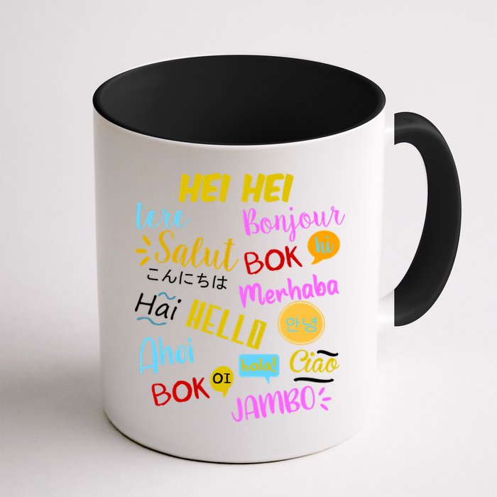 Hello Word In Different Languages Travel And Teacher Mug