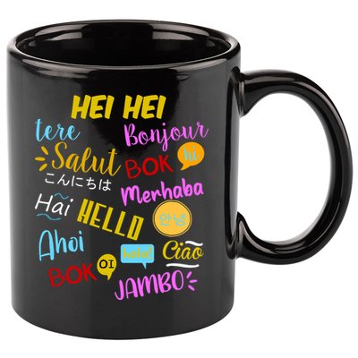 Hello Word In Different Languages Travel And Teacher 11oz C Handle Ceramic Mug