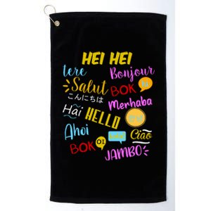 Hello Word In Different Languages Travel And Teacher Platinum Collection Golf Towel